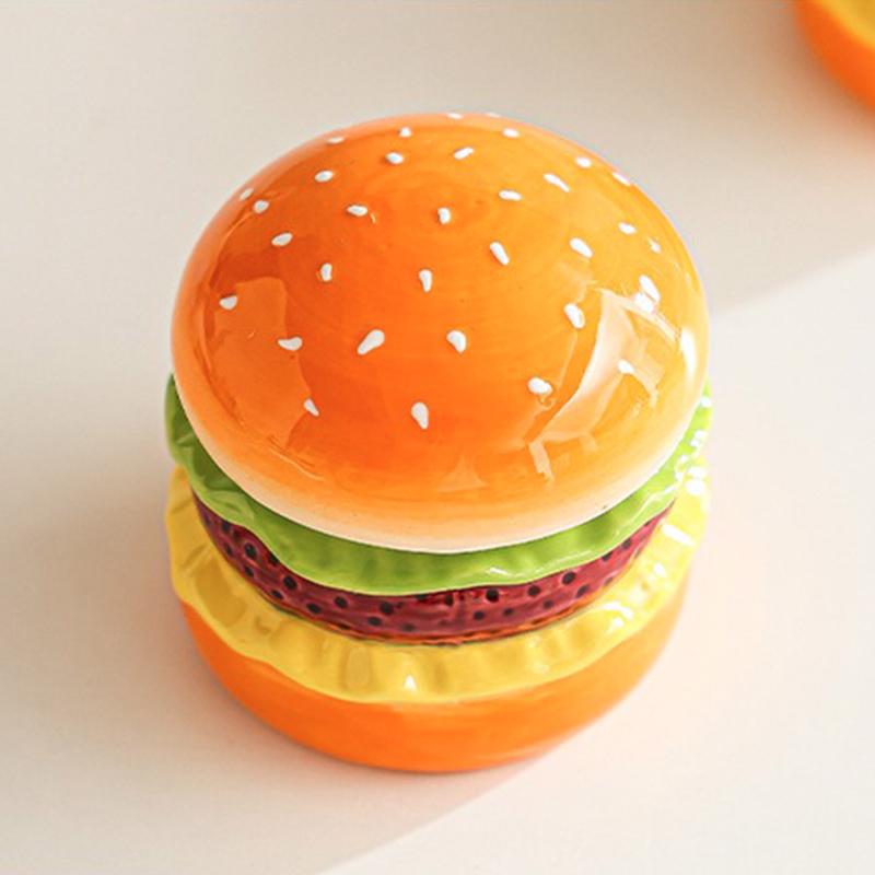 Kreativer Hamburger Zahnstocherhalter Keramik Zahnseidebox Schreibtischdekoration