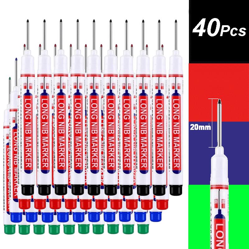 4-80Pcs 20mm Deep Hole Long Nib Head Marker For Metal Perforating Pen Waterproof Bathroom Woodworking Decor Multi-Purpose Tool