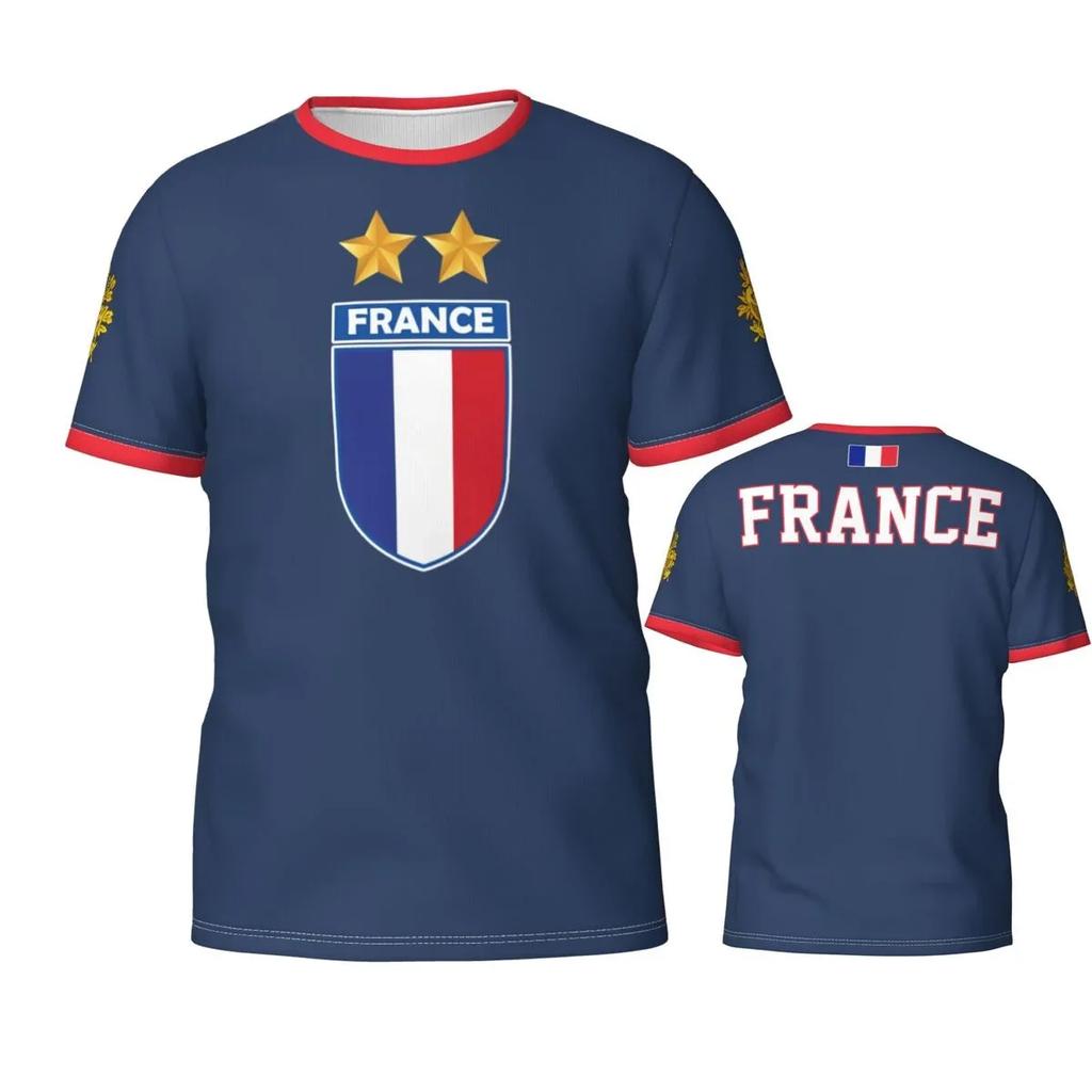France Flag Badge 3D Printed T-shirts Fashion Graphic T Shirts French Football Summer Tops Breathable Sports Tees