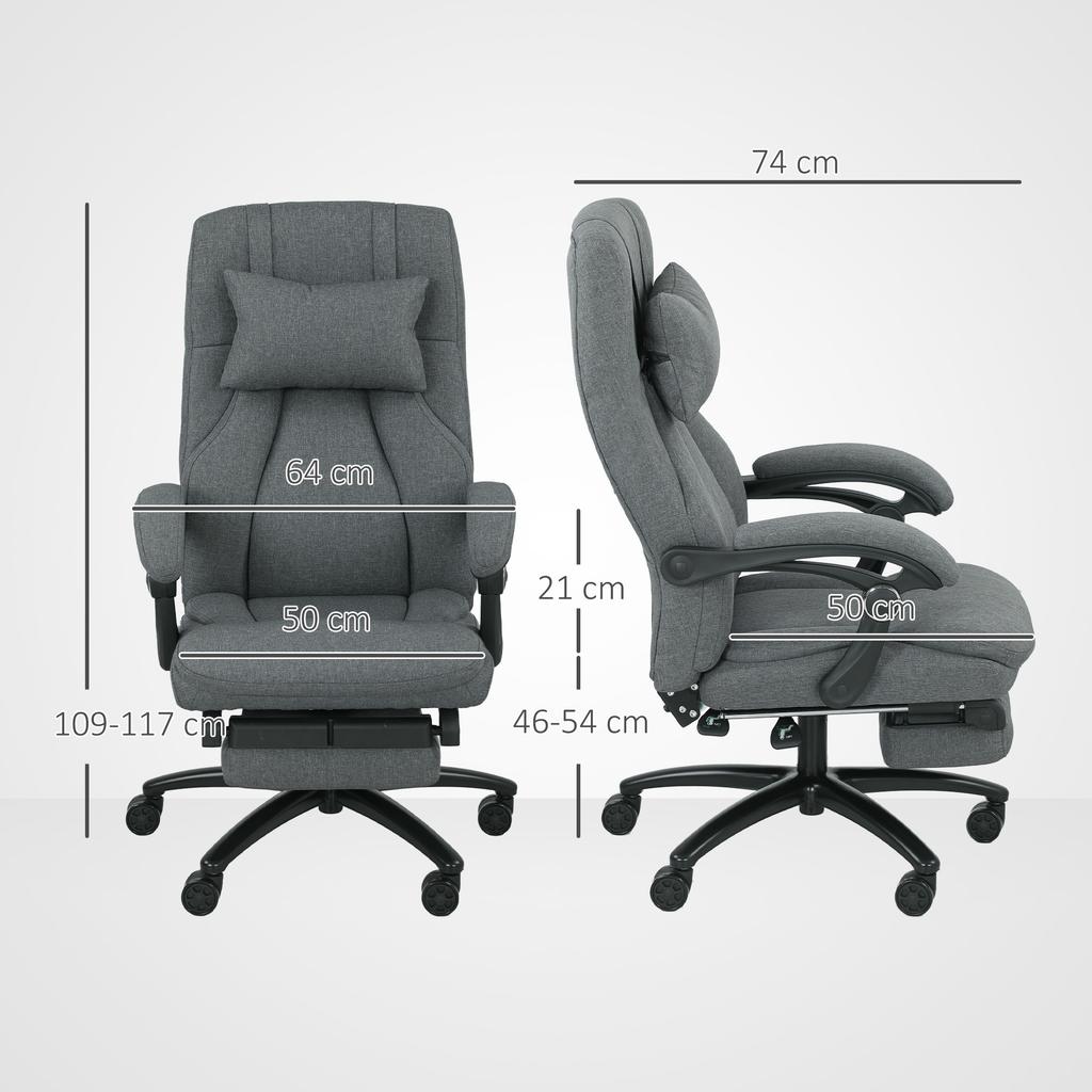 Massage Office Chair, USB Interface, Swivel Casters, Dark Grey