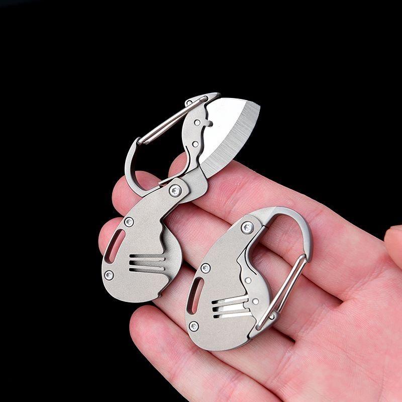 Titanium Alloy Hanging Buckle Multi-functional Key Chain Knife Unboxing Unpacking Express Delivery Small Tool  Folding Knife