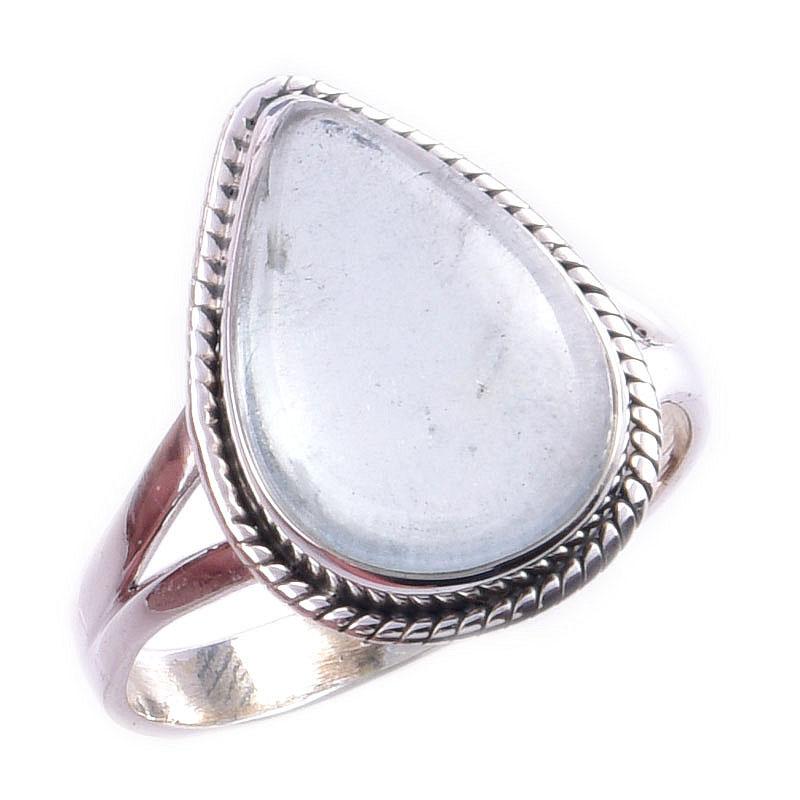 Natural Aquamarine Gemstone Handmade 925 Solid Sterling Silver Ring Size 9 J8h78