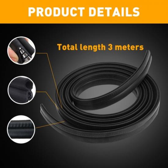 Rubber Seal Shape U Protector Slim Weather Edge Waterproof Stripping 10ft Car EC
