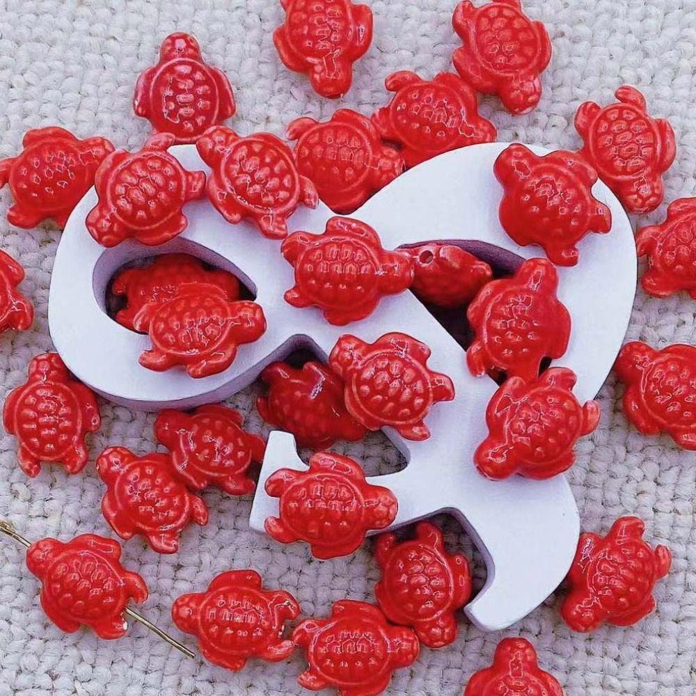 10pcs Handmade Craft Sea Turtle Bead Ceramic Jewelry Making Material  Women