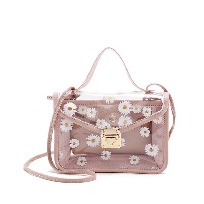 Korean-Style Transparent Crossbody Bag: Cute Women's Handbag with Lovely Print, Small & Fresh for 2024