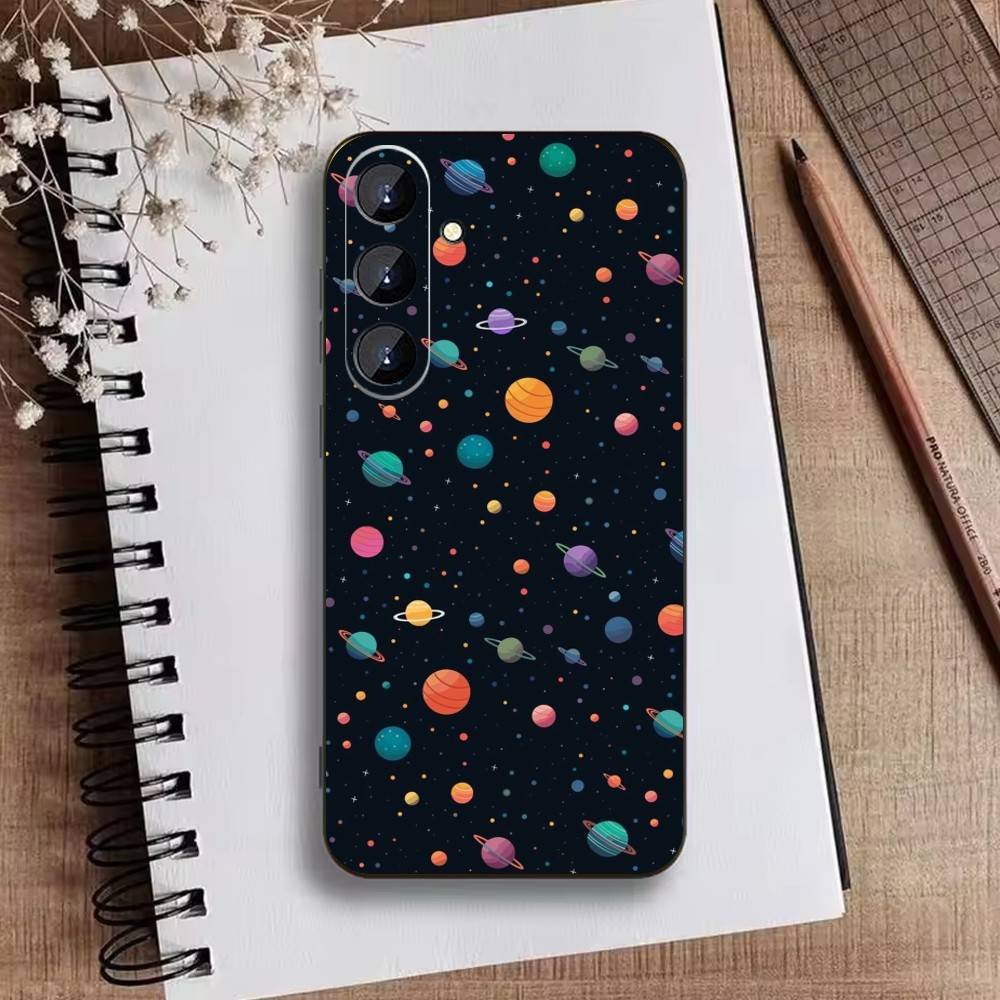 Starry Night Whimsical Landscape Phone Case For Samsung Galaxy A73,21,22,32,71,53,52,51,80,5G Soft Black Cover