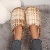 Retro Checkered Cotton Shoes, New Indoor Soft-soled Warm Slippers for Women