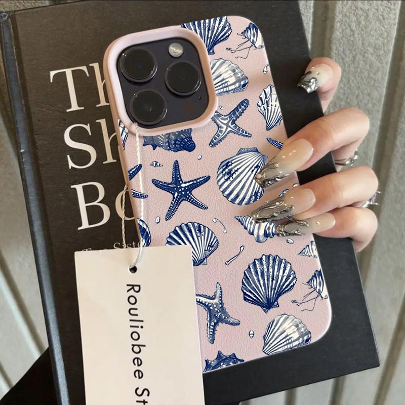 Blue Fashion Starfish Silicone Phone Case For iPhone 17 13 15 16 14 12 11 Pro Max Pro 16E Plus Shockproof Lichee Pattern Covers