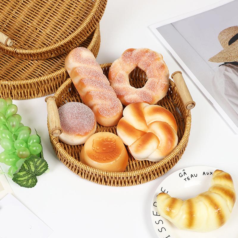 1Pc Plastic Tray Sundry Organizer Tray With Wooden Handle Desktop Decoration Storage Tray Jewelry Placement