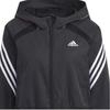 adidas Logo Buchstaben Print Drei Streifen Kapuzenpullover Damen Jacken Schwarz HI6825