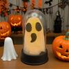 Light Up Ghost Halloween Decoration Glowing Ghost Glass Cover Spooky Halloween Ghost Decoration Glass Dome for Home Party
