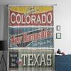 Vintage Tin Sign Collection With America State Sheer Curtains for Living Room Tulle Window Curtain Bedroom Kitchen Veil Drapes