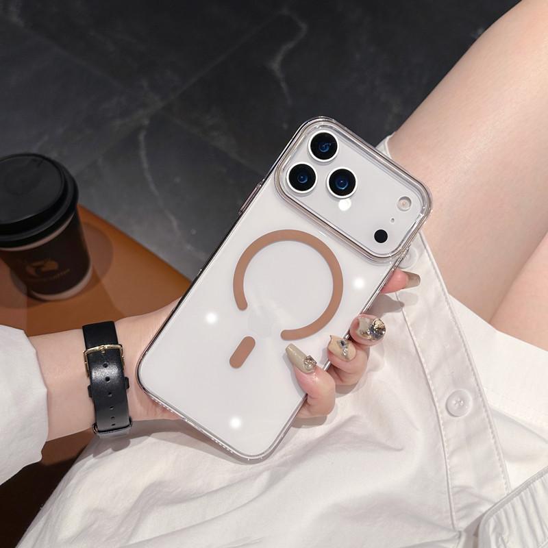 IPhone 17 Mobile Phone Case Ice permeable Magnetic Absorbing PC Anti fall Apple 16pro Transparent Original Color 15 Protection Case