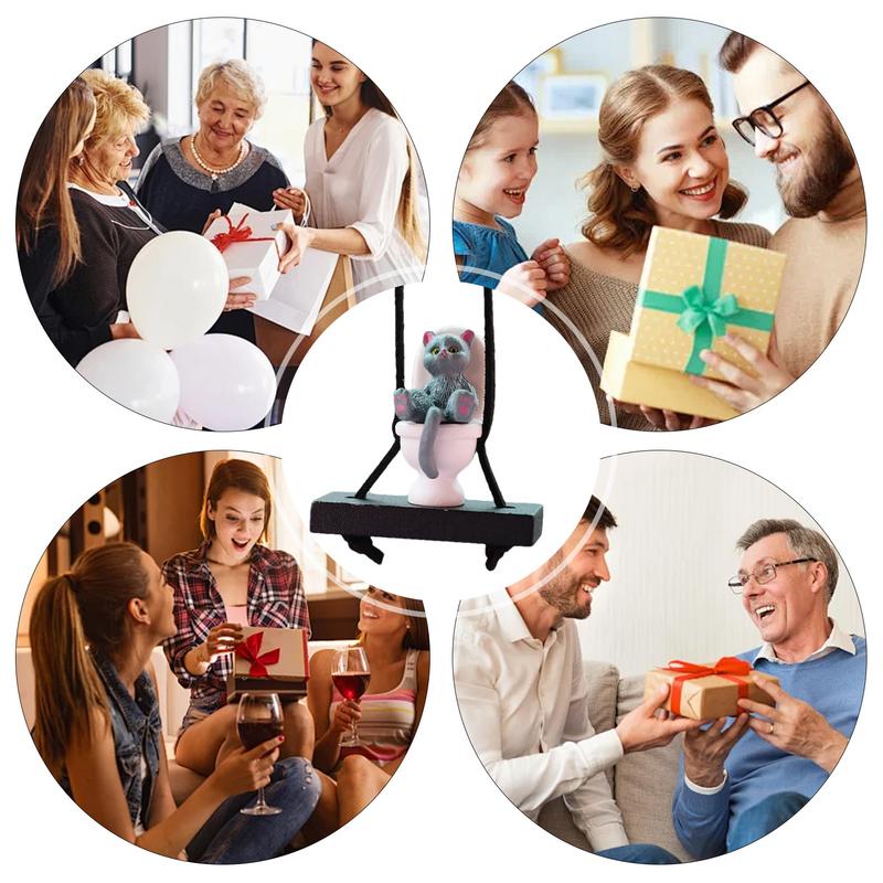 Katze Auto Anhänger Katze auf der Toilette Figur Anhänger Innendekor Einzigartig Exquisit Niedlich Auto Innenraum Figur Anhänger