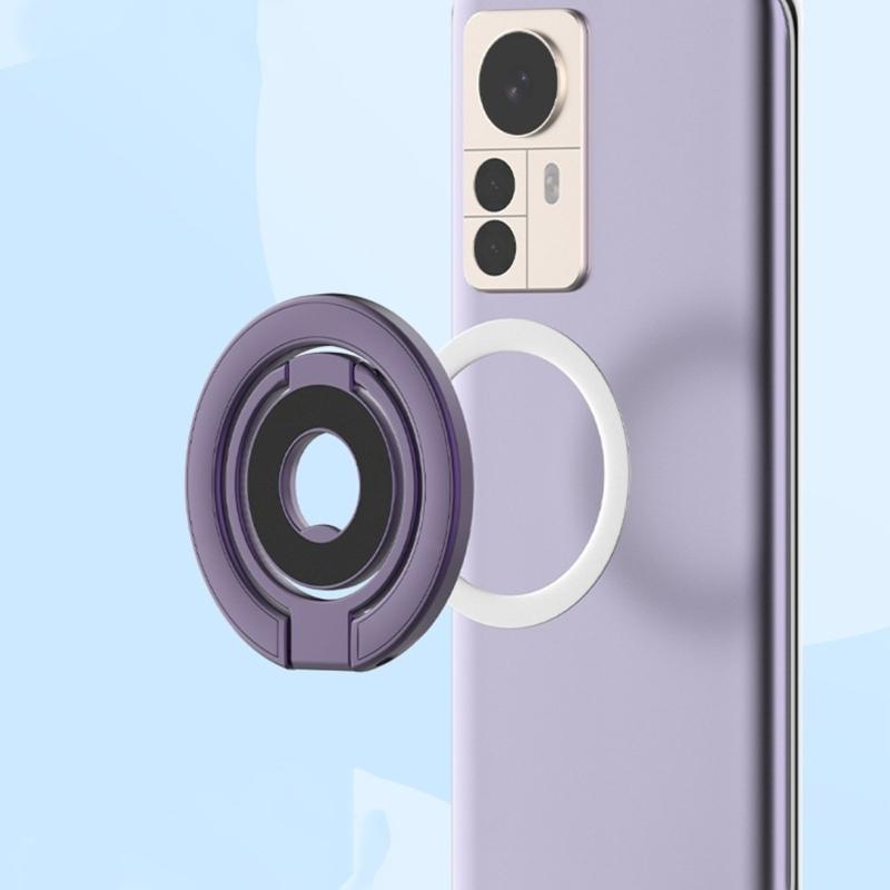 Skládací držák na telefon s dvojitým kruhem, magnetickým připevněním a 360° rotací pro správný pozorovací úhel