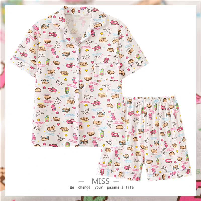 "Crayon Shin-chan" Large Size Women's Pajamas Women's Summer Short Sleeve Japanese Student Cartoon Cute Loungewear Set