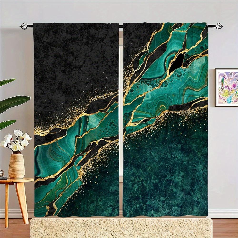 2 Panels Marble Texture Printed Curtains Window Treatment For Bedroom Office Kitchen Living Room Study Home Decor Grommet Top