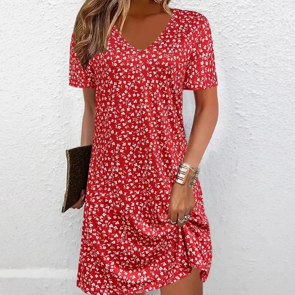 2026 French women s European and American summer small floral print mid-sleeve dress M