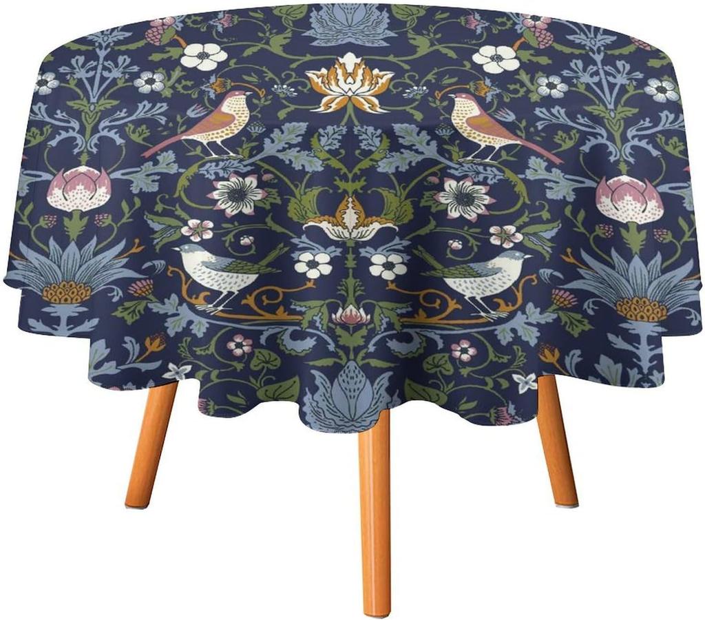 William Morris Bloemenprint Rond Tafelkleed Afwasbaar Polyester Stof Vintage Bloemen Wasbaar Tafelkleed Voor Feestdagen Keuken
