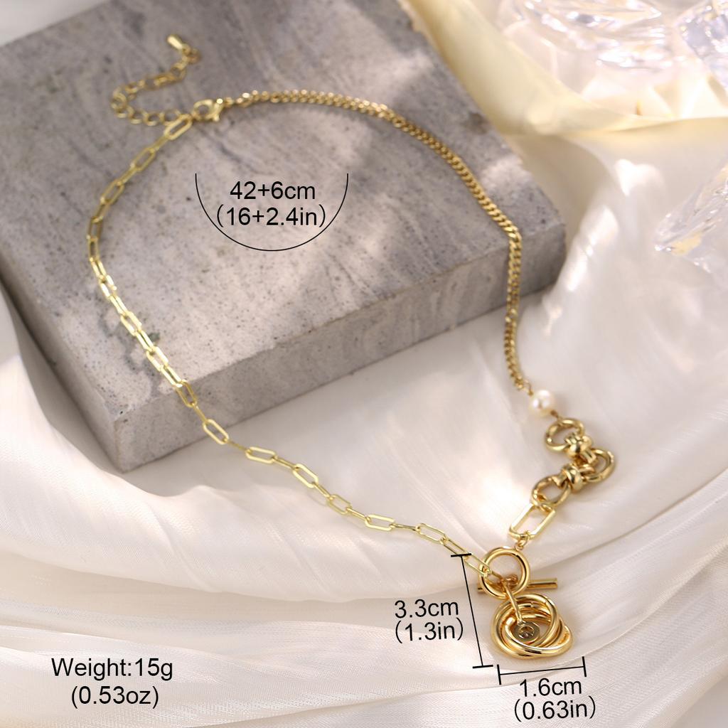 European and American necklaces, collarbone chains, simple double-layer niche fashion retro pearl love splicing chains