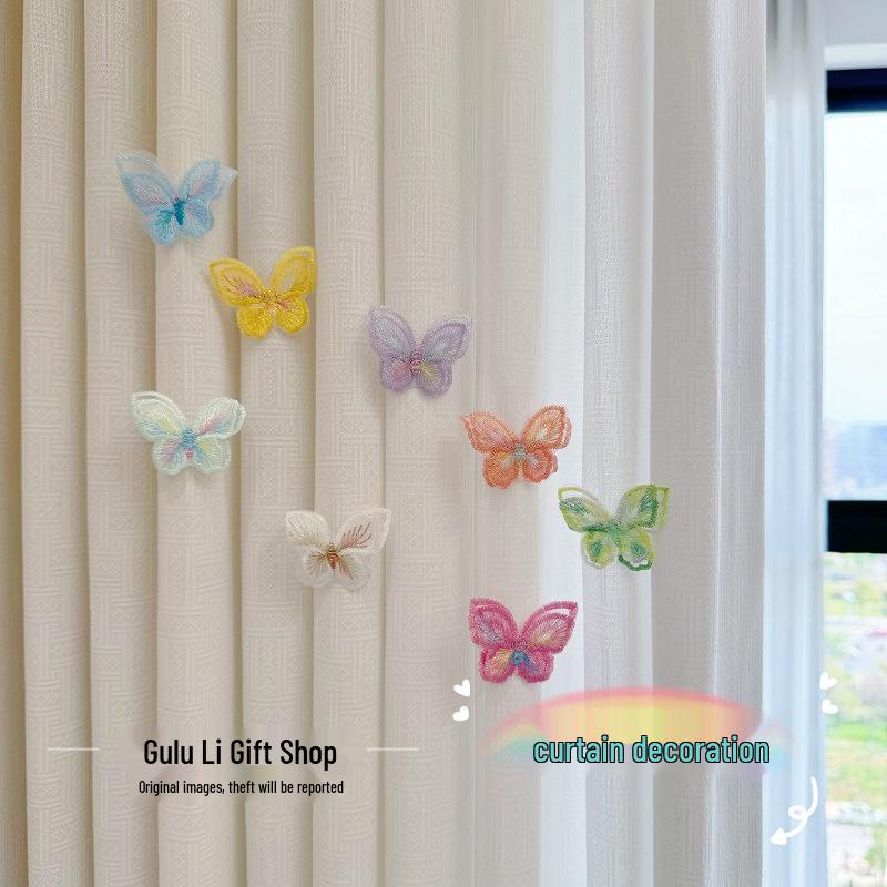 Double-Layer Embroidered Butterfly Mesh Curtain Accessories