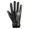 Autumn and Winter Men's Leather Gloves PU Touch Screen Waterproof, Windproof and Warm Adult Velvet Driving Full Finger Outdoor Riding