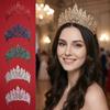 Luxury Bridal Tiara Multi Color Pageant Crown Headwear Baroque Crystal Wedding Crown  Women Party