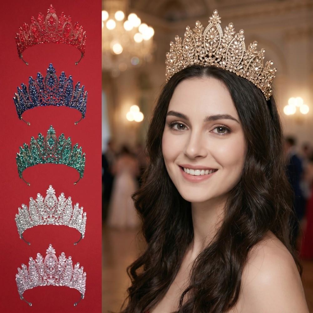 Luxury Bridal Tiara Multi Color Pageant Crown Headwear Baroque Crystal Wedding Crown  Women Party
