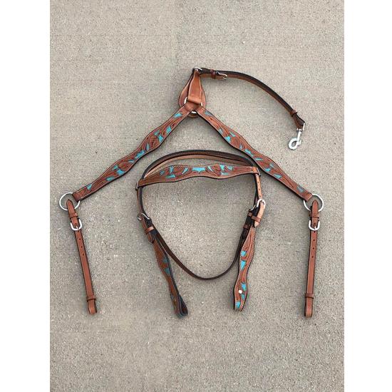 Horse Show Saddle Tack Bridle Western Leather Headstall Breast Collar