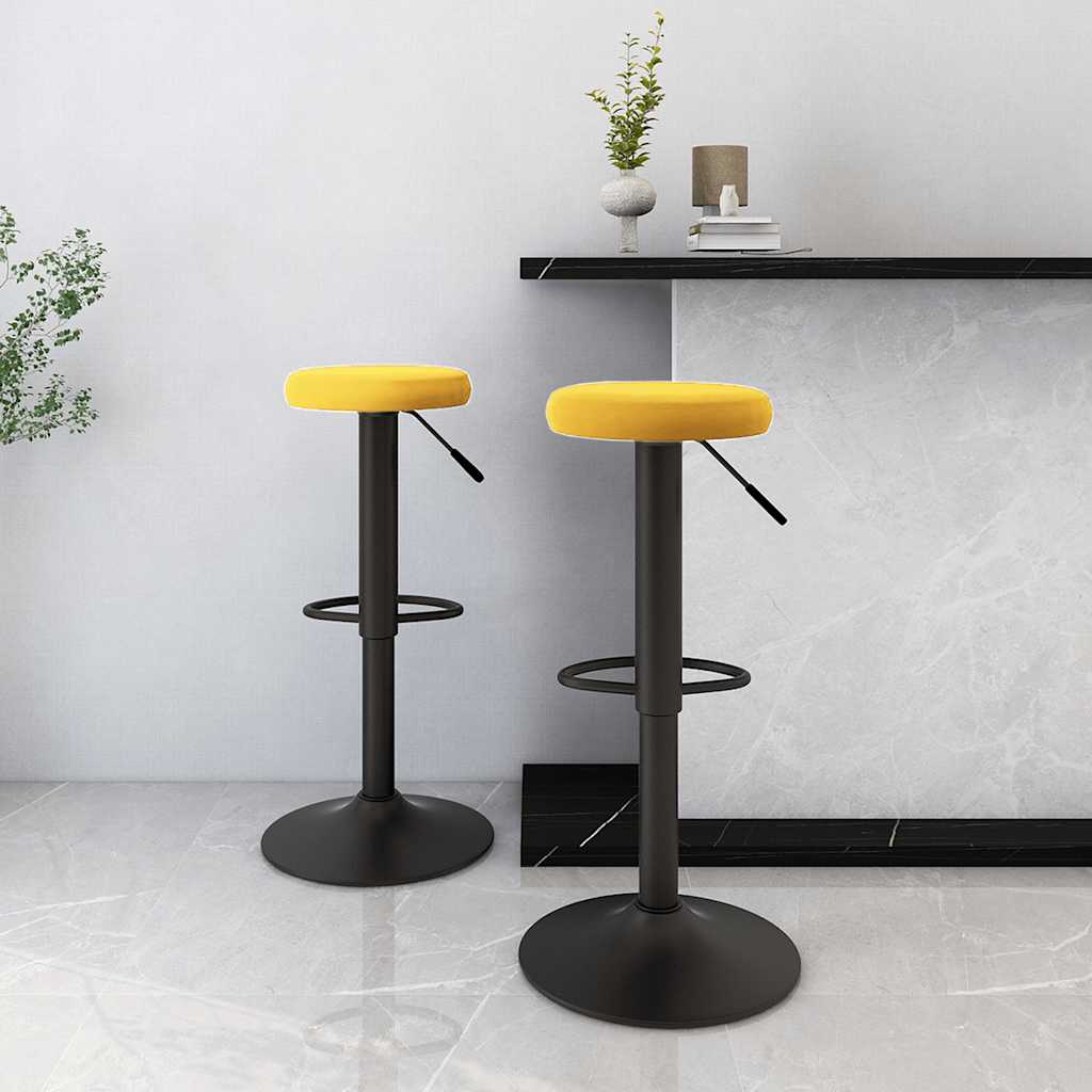 Bar Stool 2 Pcs Mustard Yellow Velvet
