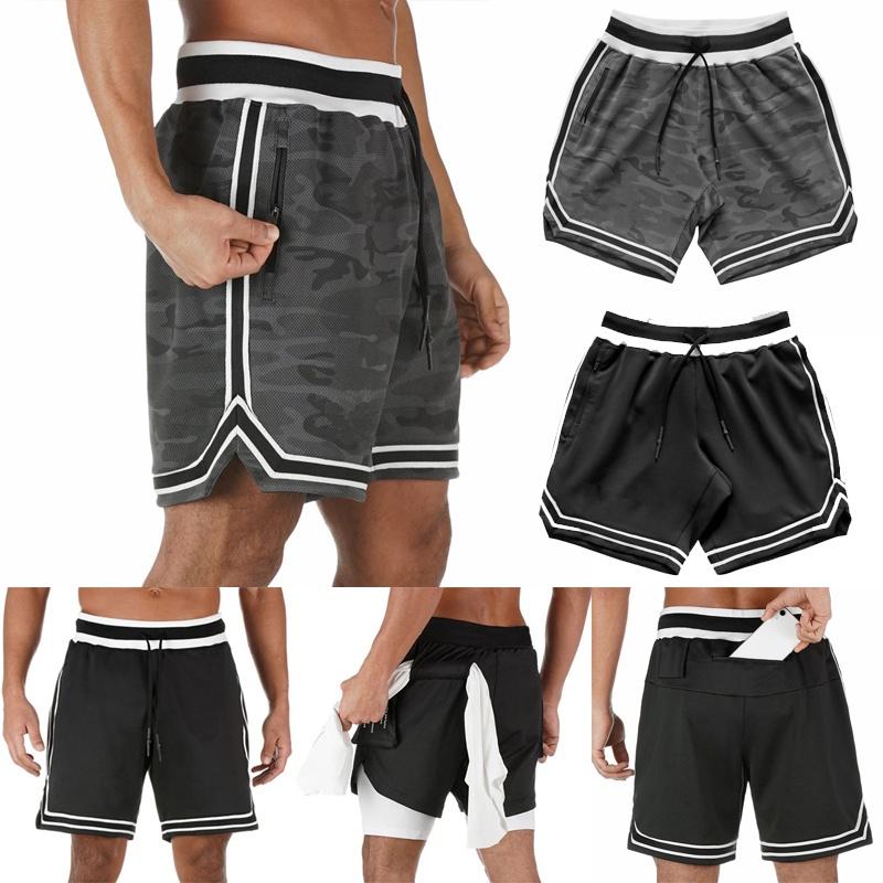 Men's Fitness Sports Shorts With Adjustable Waist And Hidden Zipper Pockets