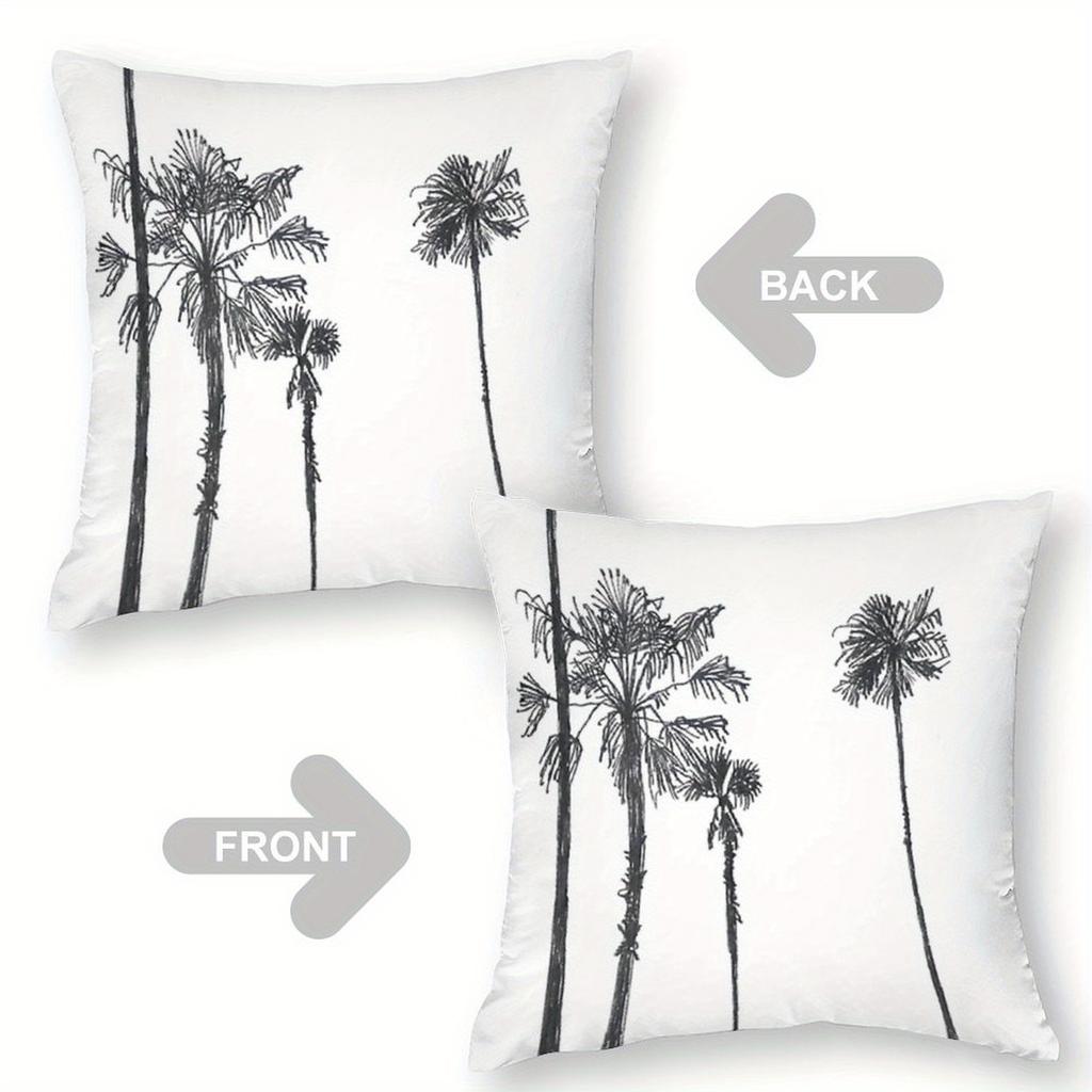 Schwarze Palme Kissenbezug 2D Gedrucktes Polyester Sofakissenbezug – Küsten-Venedig-Strand-Stil Dekor 40x40cm