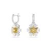 Idyllia Flower Drop Shaped Cubic Zirconia Rhodium Plated Imitation Crystal Earrings Women Earrings Silver 5683243