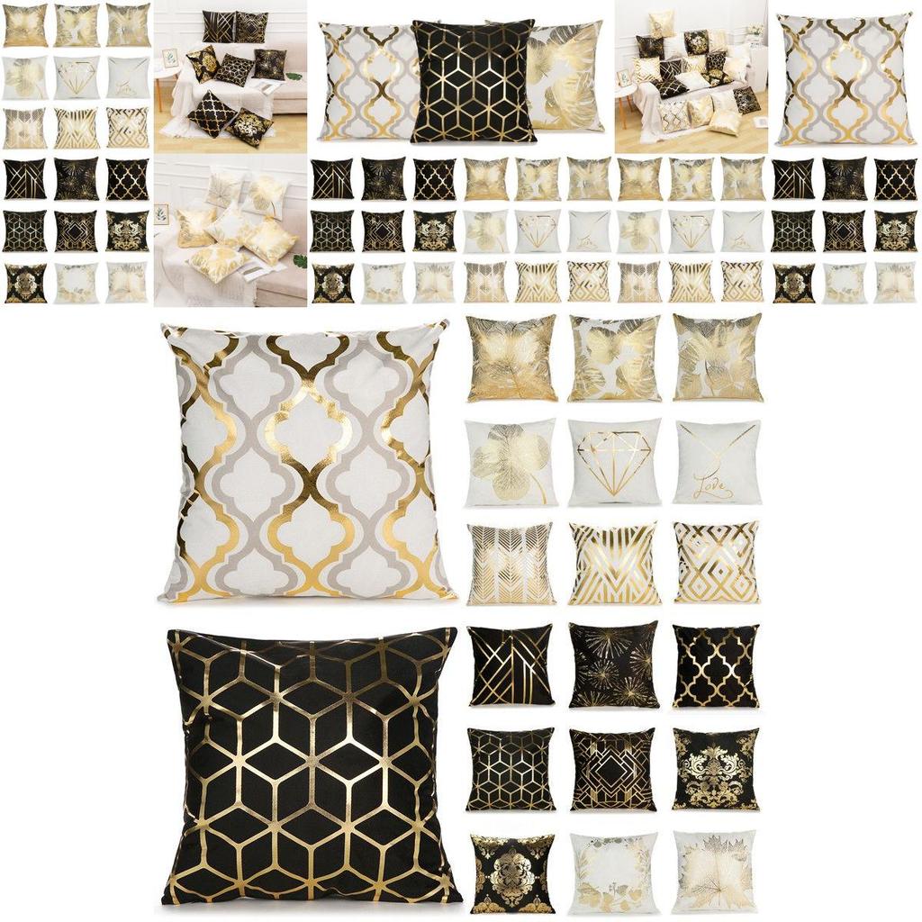 Premium Single Side Printed Bronzing Geometric Cushion Cover Perfect For Sofa And Bed Decor