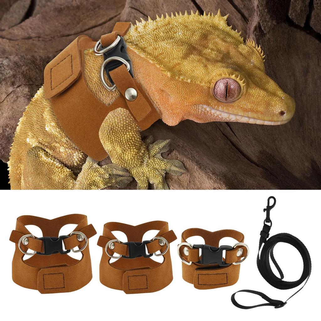 3Pcs Lizard Leash Harness Soft Adjustable Reptile Bearded Dragon Traction Rope Chameleon Amphibians Pet Harness Supplies