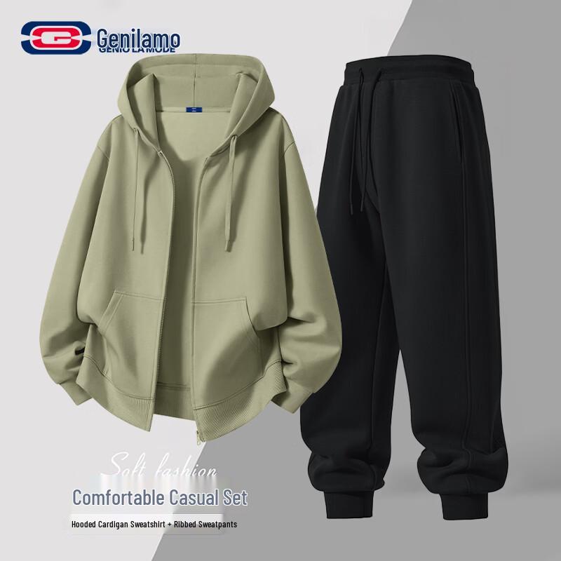 GENIOLAMODE Men s Loose Casual Hoodie & Pants Set M