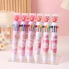36Pcs Cherry Blossom Cat 10 in 1 Multicolor Ballpoint Pen, 0.5mm Colorful Ink Retractable Pen for Party Favors Office Gift Carnival Reward Supplies