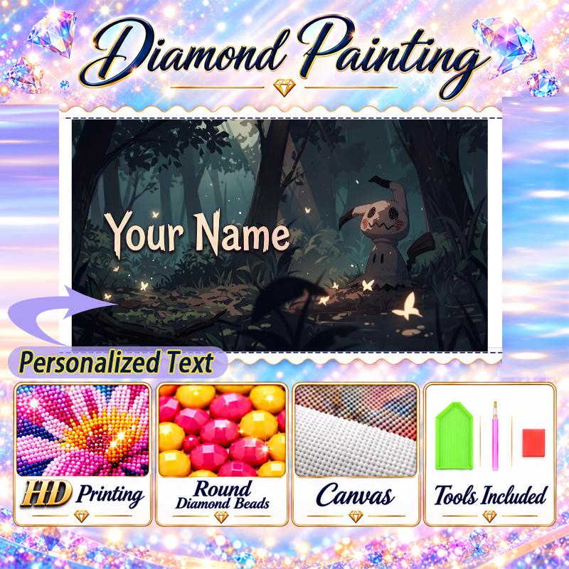 Personalized Mimikyu Diamond Art Custom Name 5D Diamond Painting Full Drill DIY Craft