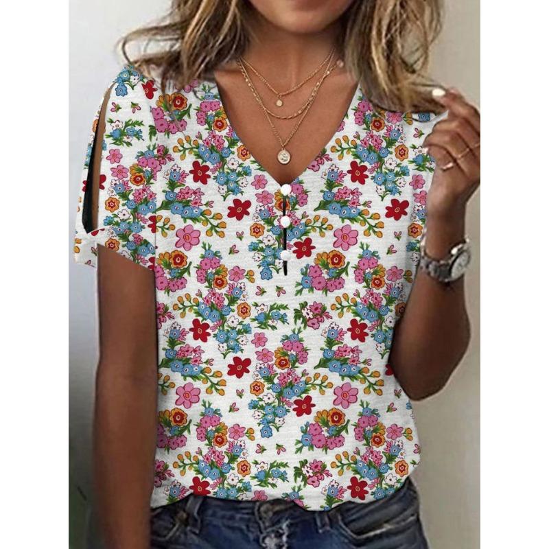 JPNTKY Women's Fashion Casual Short Sleeve V Neck Blouses & Shirts
