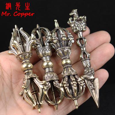 Pestello Vajra in Rame Vintage Ornamento Feng Shui Collezione Religiosa Strumento di Buddha Decorazioni per la Casa Decorazioni da Scrivania in Ottone Antico