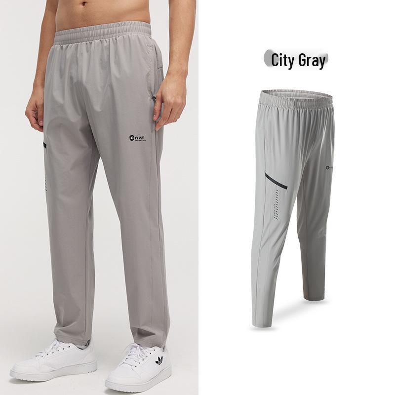 

Мужские дышащие быстросохнущие нейлоновые спортивные брюки для летнего бега, повседневной носки, рыбалки и активного отдыха. M серый