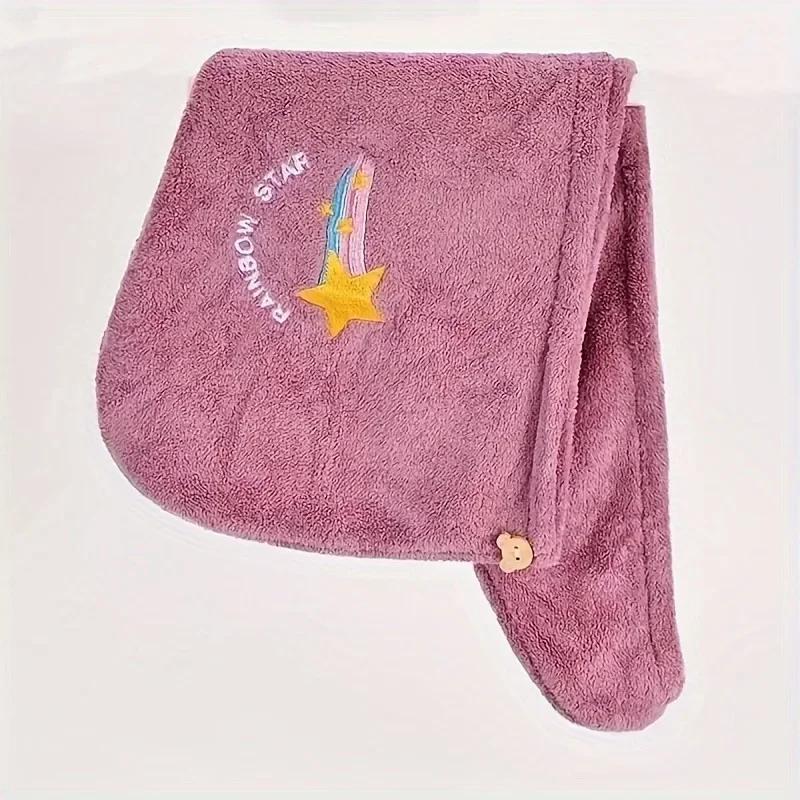 Quick Dry Shower Cap Turban for Women Girls Bathroom Super Absorbent Soft Towel Hair Dry Wrap Bonnets Cute Hair Drying Towel фиолетовый