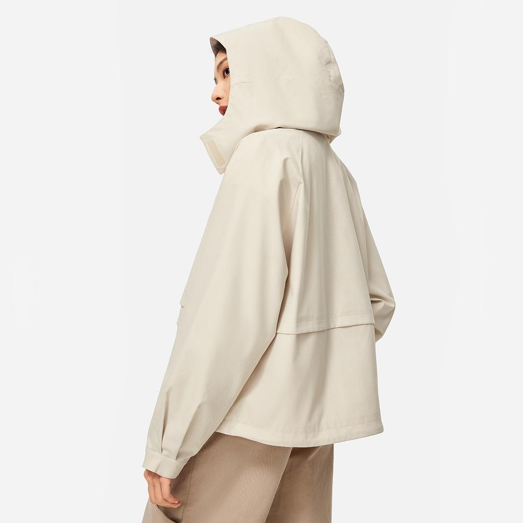 Li Ning Sports Trend Series Loose Hooded Solid Color Zipper Fleece Windbreaker Women Outerwear Oatmeal-Gray AFDUA84-1