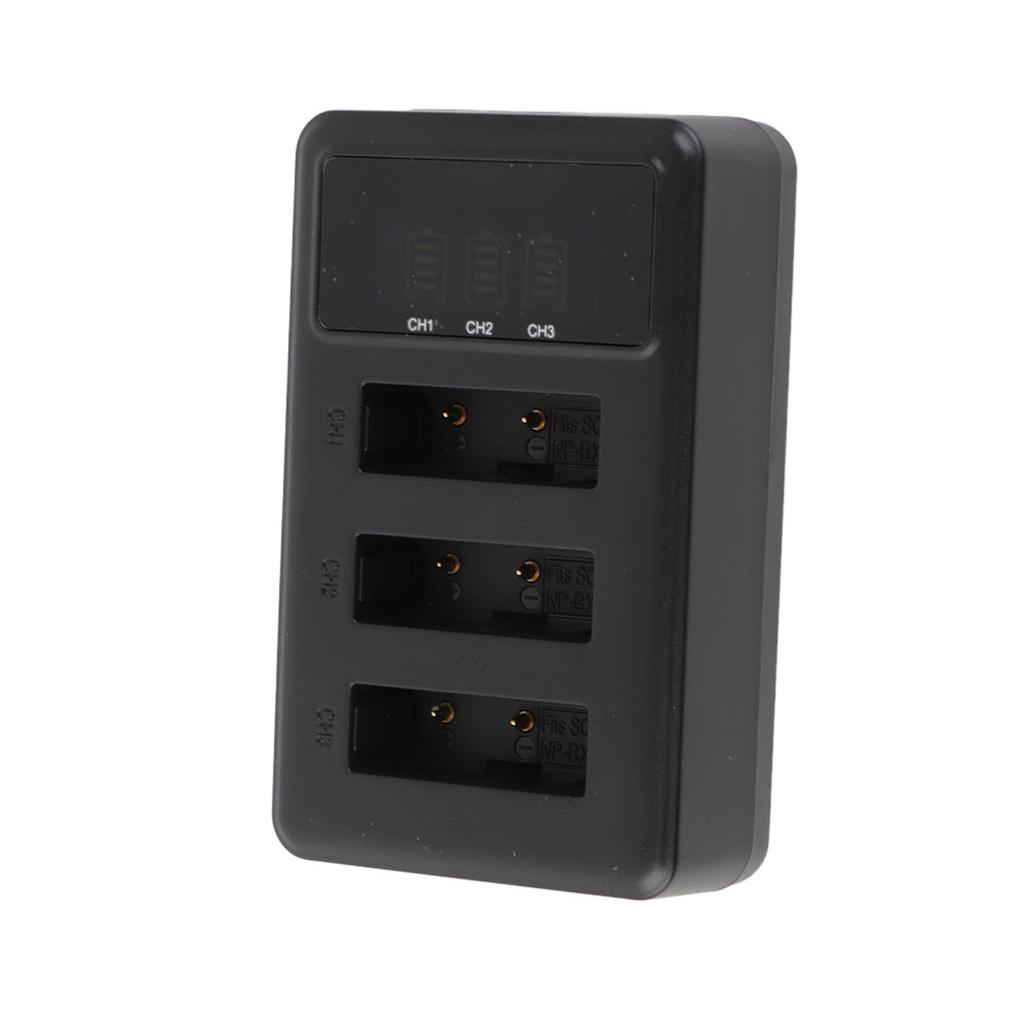 Action Camera Battery Charger 3 Slot USB Charging Black Accessory for NP-BX1