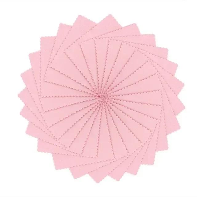 

50 ШТ. Гладкая и безворсовая ткань для чистки линз очков, листы для полировки ювелирных изделий из золота и серебра, средства для чистки стекла без разводов розовый