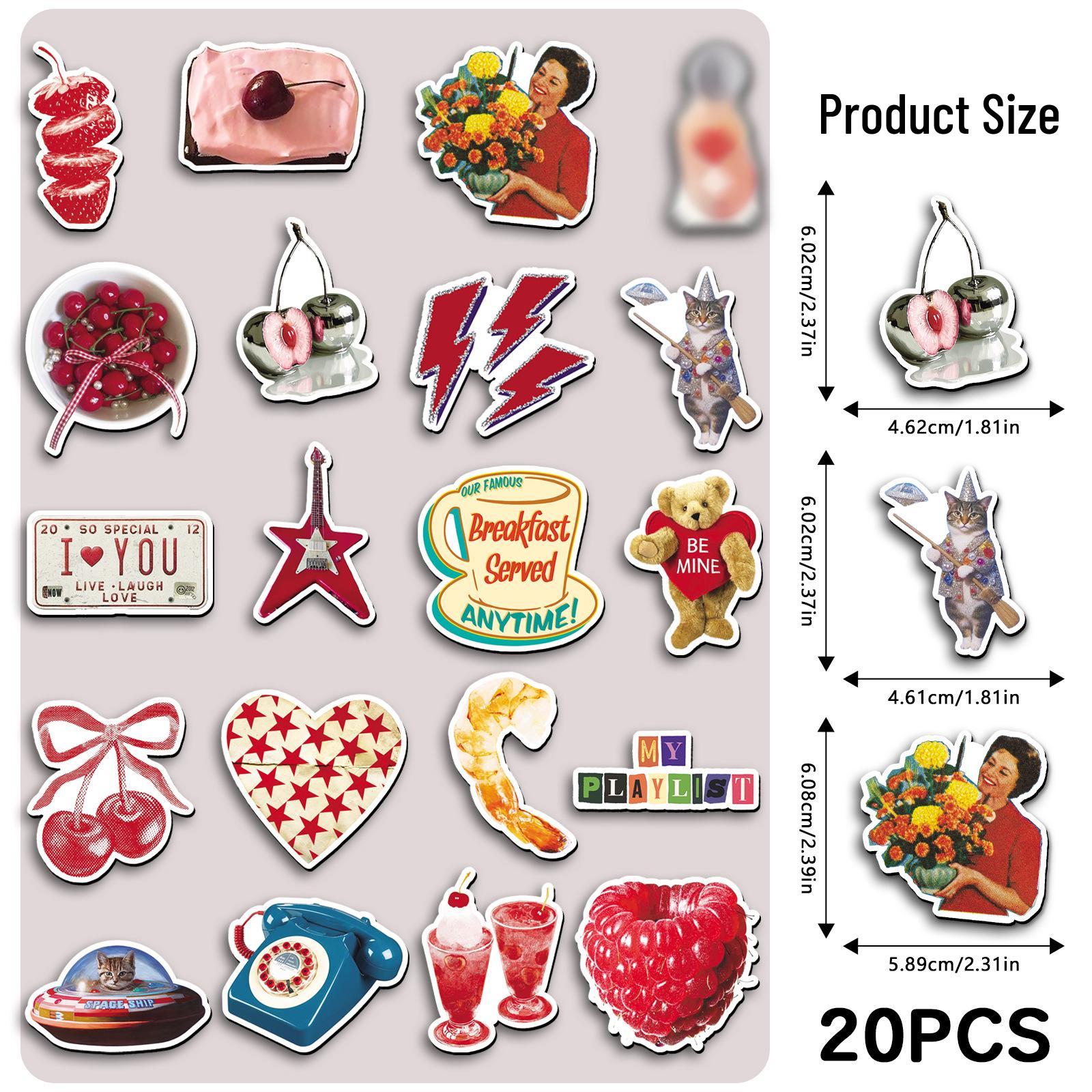 

20-Piece Retro American Style Magnetic Stickers for Decor and DIY 5.5-8.5CM