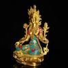 High 21CM Cloisonne Copper Kwan-yin Guanyin Statue Old Brass Statue Offering Table Decor