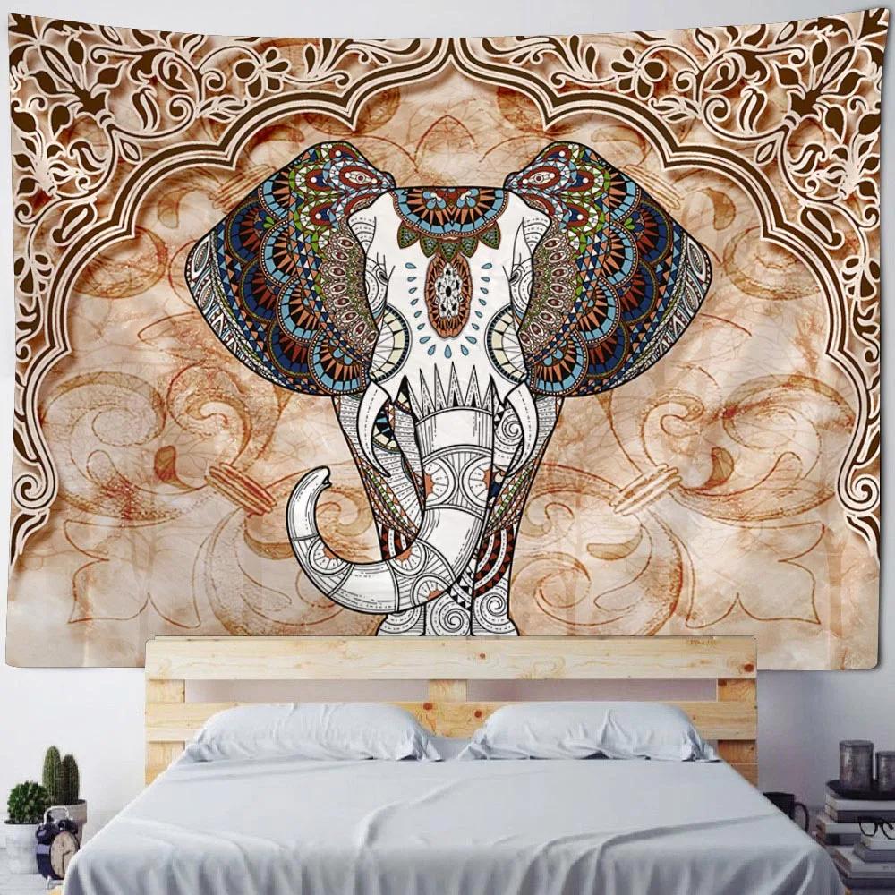 Elephant Mandala Tapestry Wall Hanging Abstract Psychedelic Witchcraft Bohemian Hippie Tapiz Living Room Home Decoration