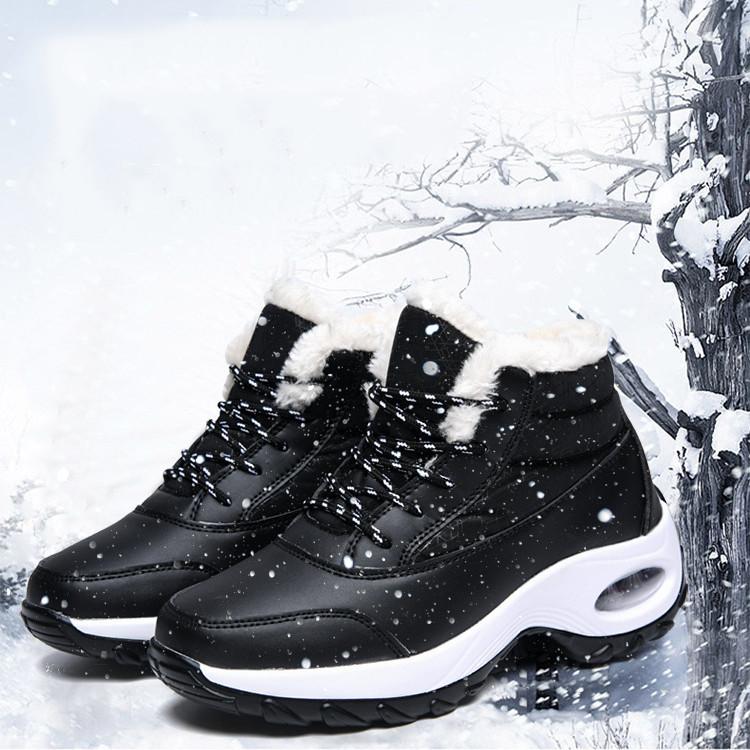 Damesko Vinter Pluss Luftpute Snøstøvler Fritid Semsket Snøring Varm Mellomhøy Bomullssko Stor Ensfarget