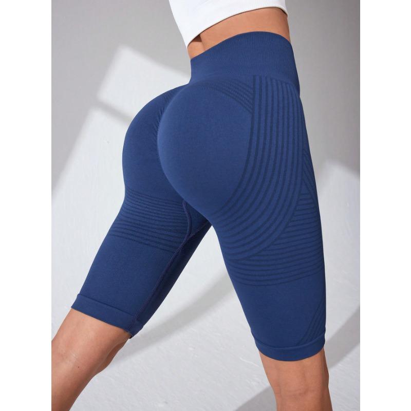 High Waisted Seamless Yoga Shorts Women Knited Slim Shorts Workout Running Linear Aesthetic Leggings Stretchy Hip Lift Shorts